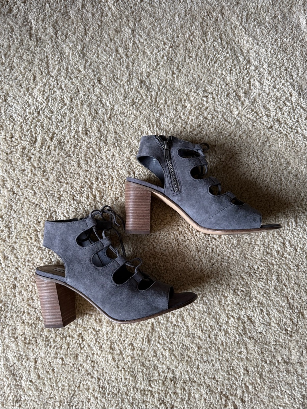 Steve Madden Gray Suede Lace-Up Block Heel Sandals